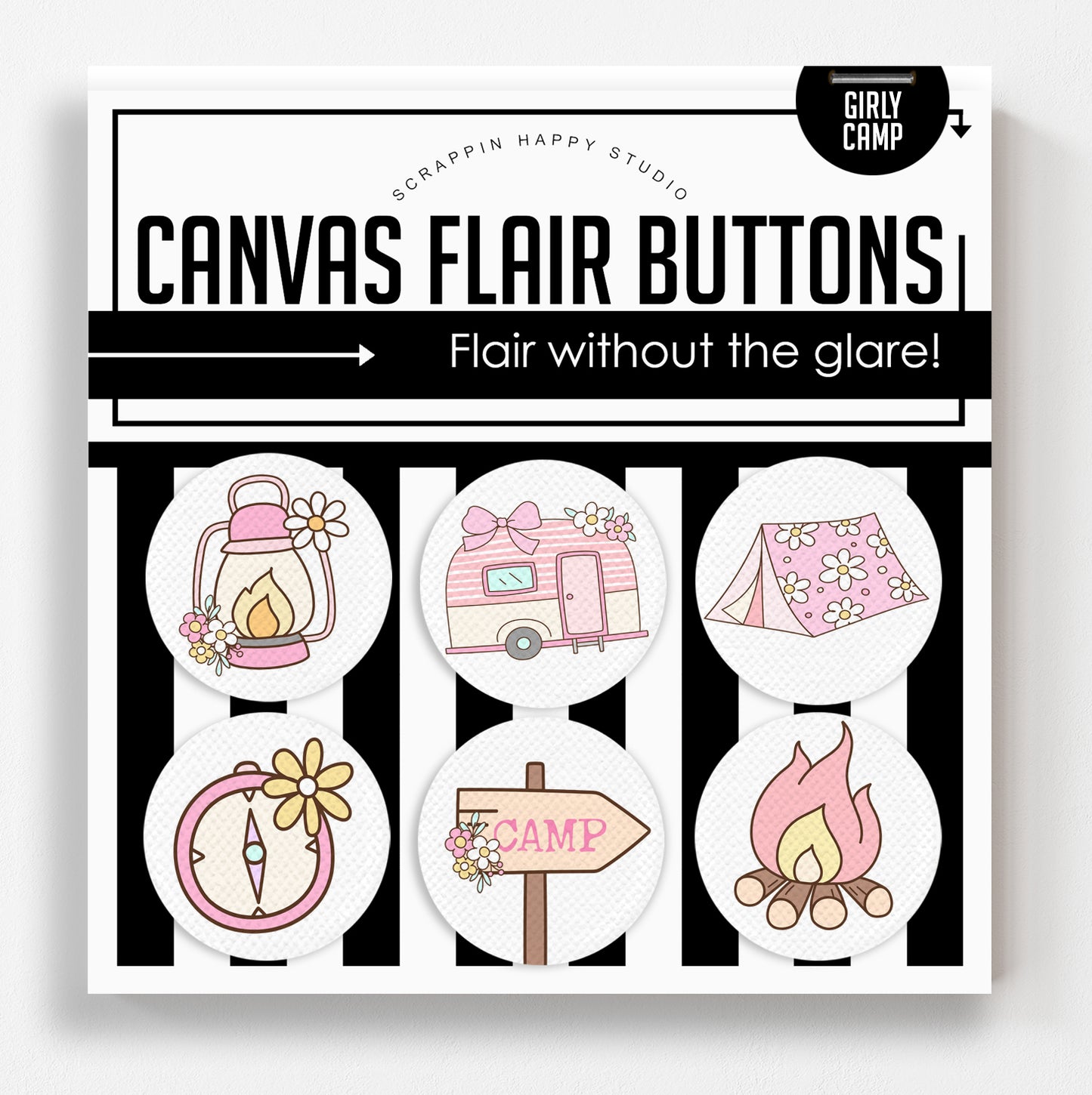 Girly Camp Flair Buttons
