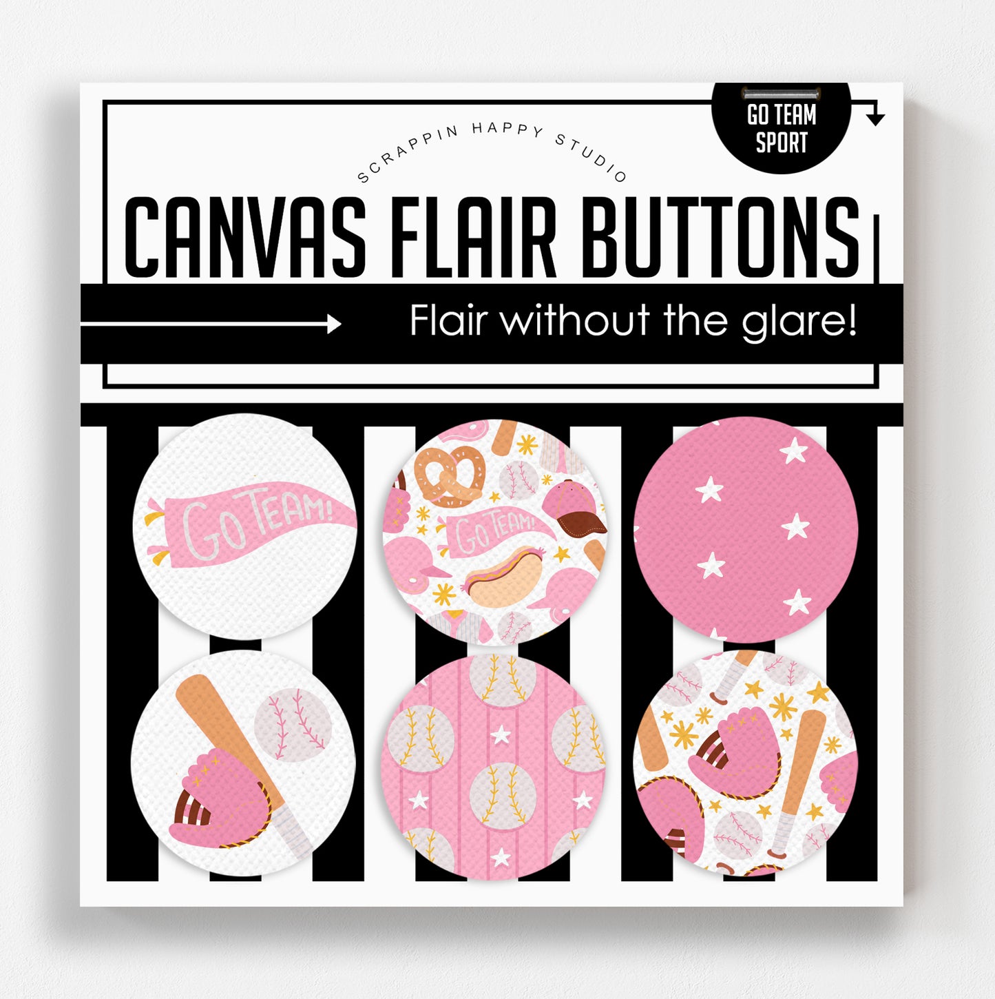 Go Team Sport Canvas Flair Buttons