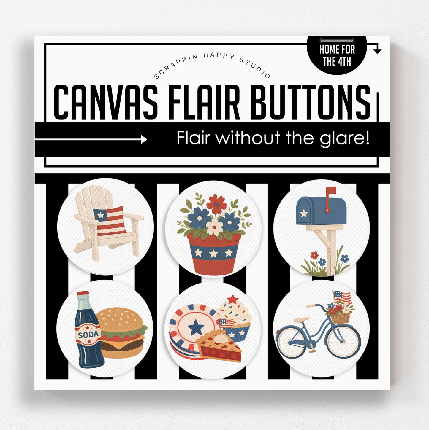 Home For The 4th Canvas Flair Buttons