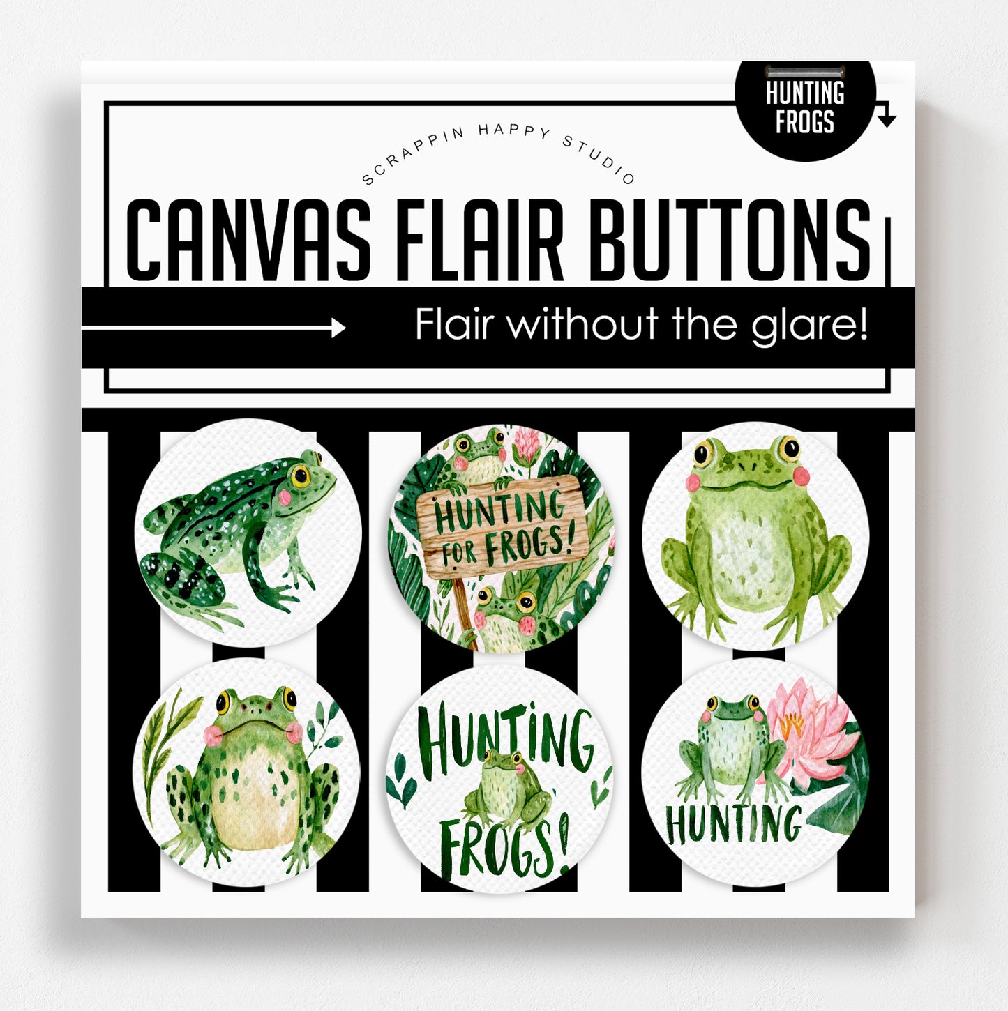 Hunting Frogs Canvas Flair Buttons