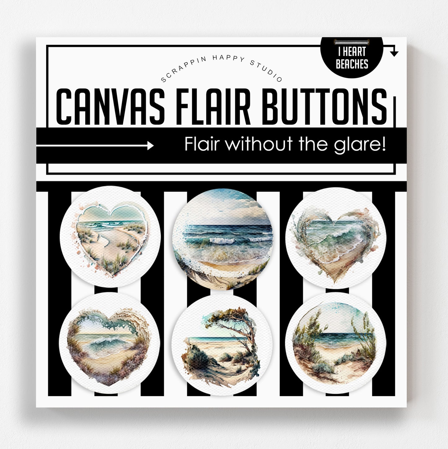 I Heart Beaches Canvas Flair
