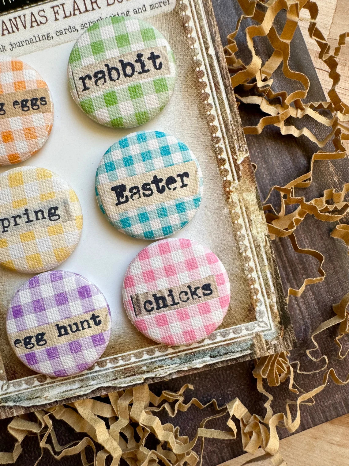 Vintage Easter Words Canvas Flair Buttons