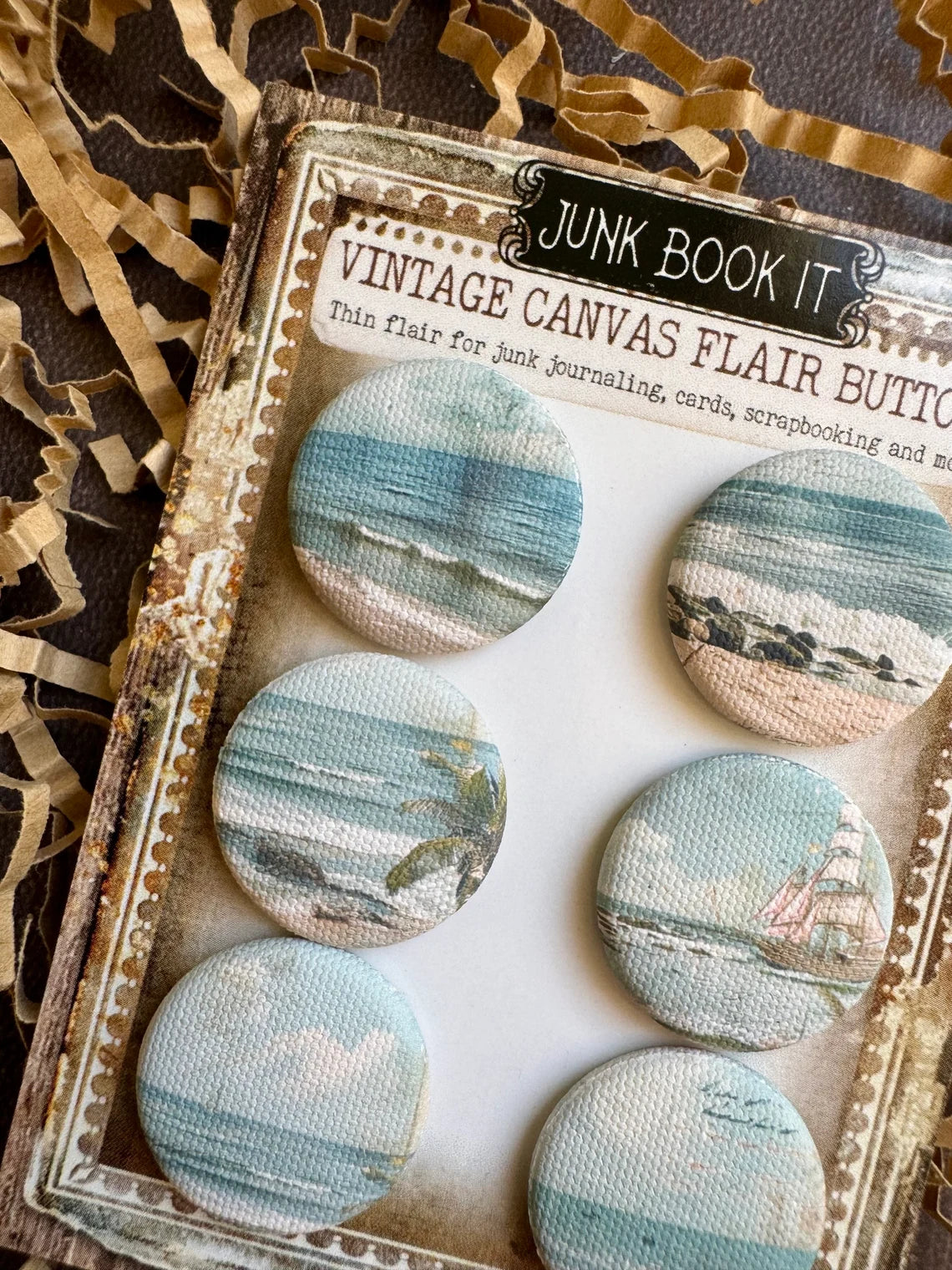 Vintage Beach Canvas Flair Buttons