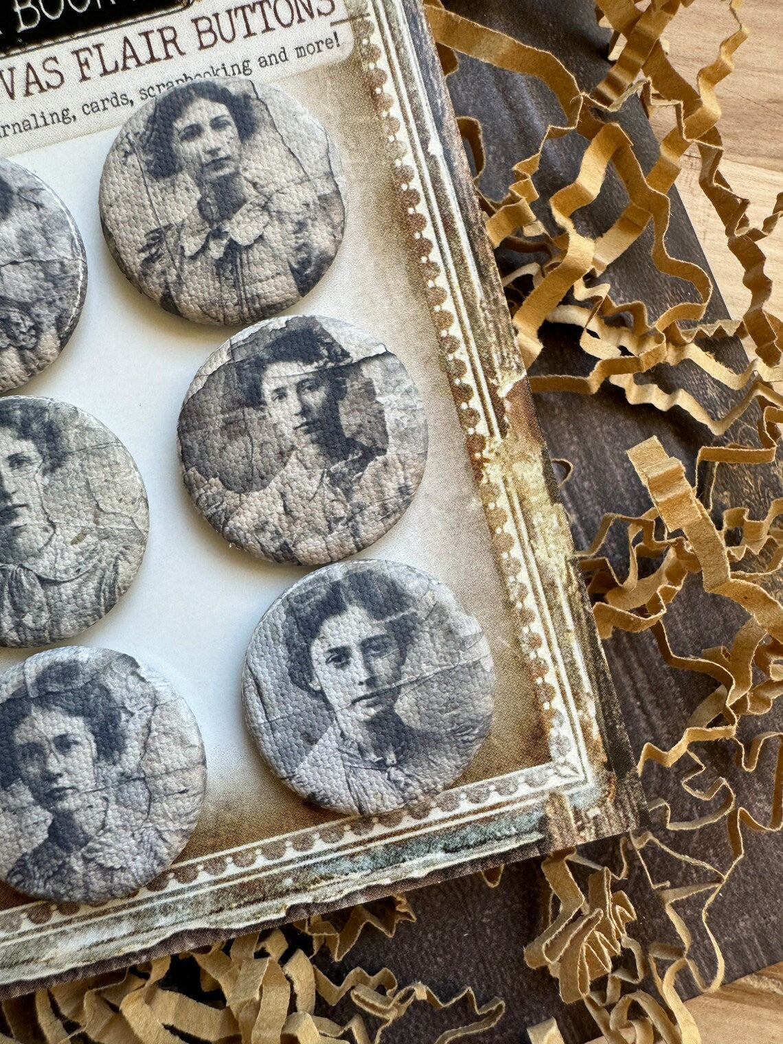 Vintage Portrait Canvas Flair Buttons
