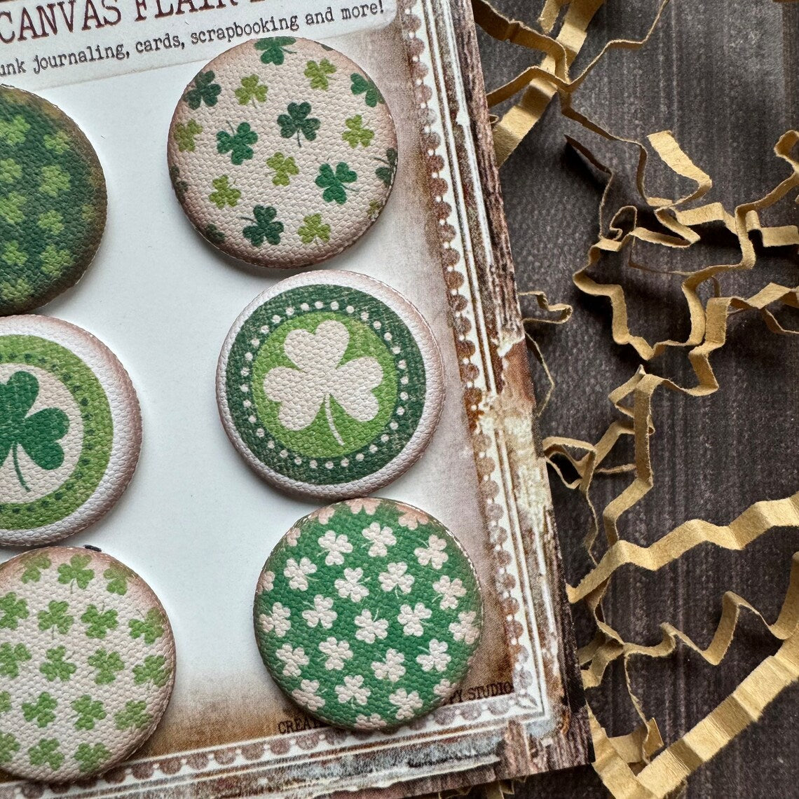 Vintage St. Patrick’s Day Canvas Flair Buttons