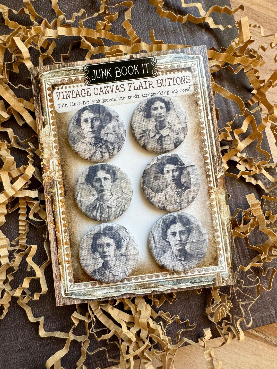 Vintage Portrait Canvas Flair Buttons