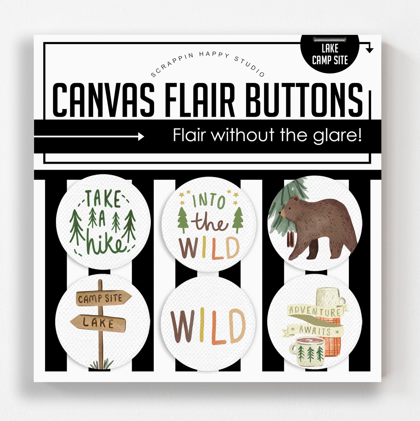 Lake Campsite Canvas Flair Buttons