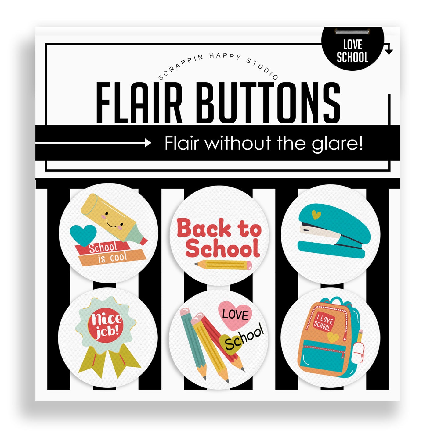 Love School Flair Buttons