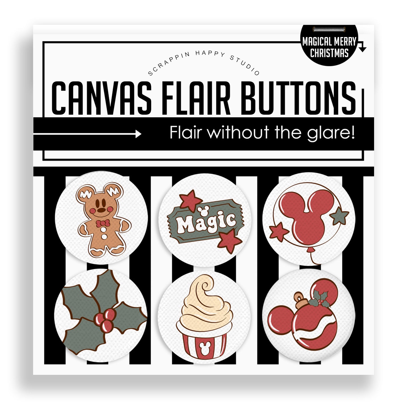 Magical Merry Christmas Canvas Flair Buttons
