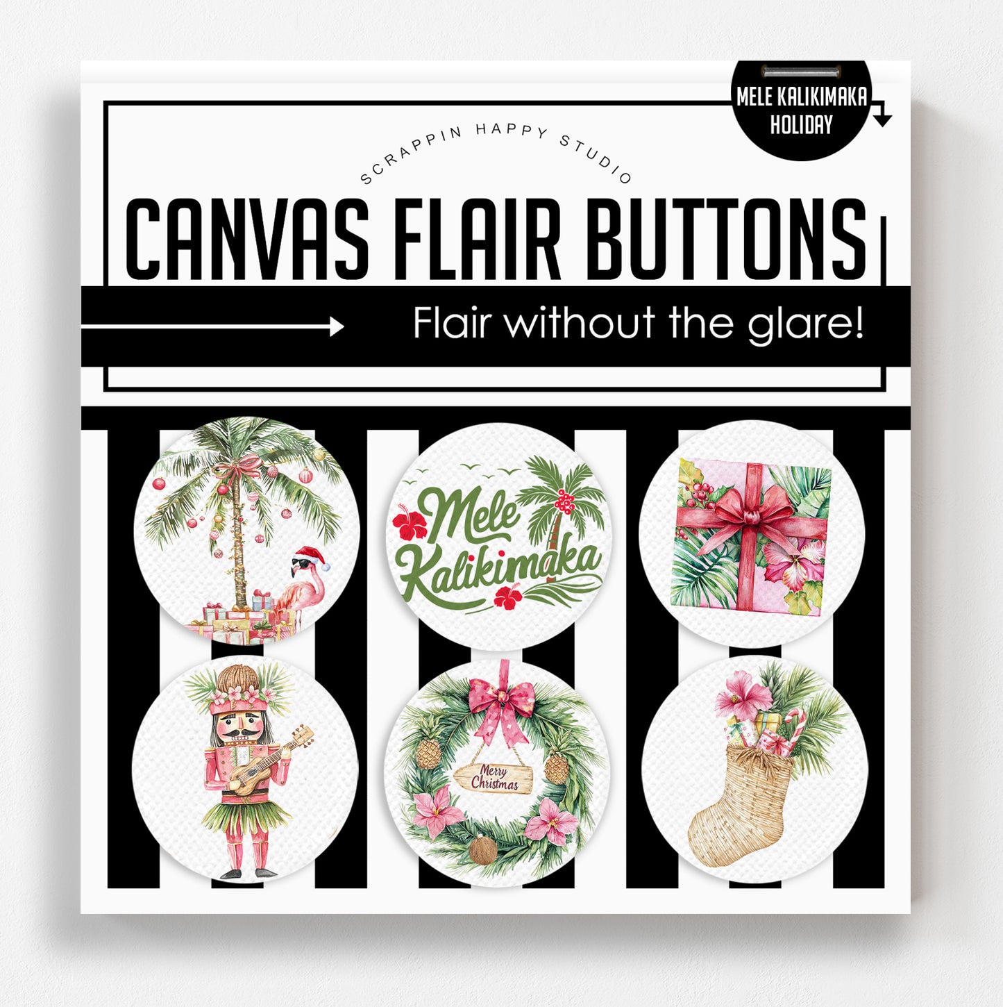 Mele Kaikawaka Holiday Canvas Flair Buttons