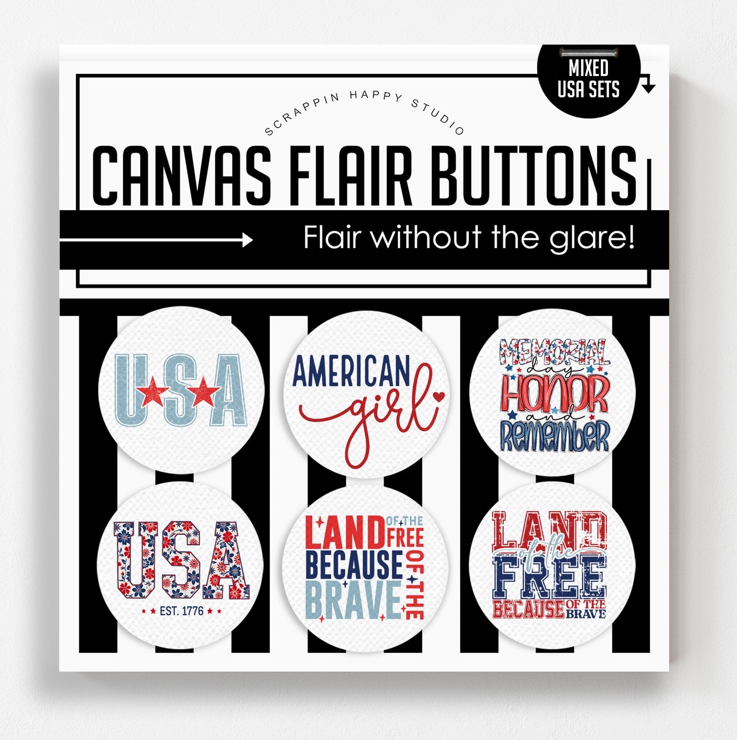 Mixed Usa Flair Buttons