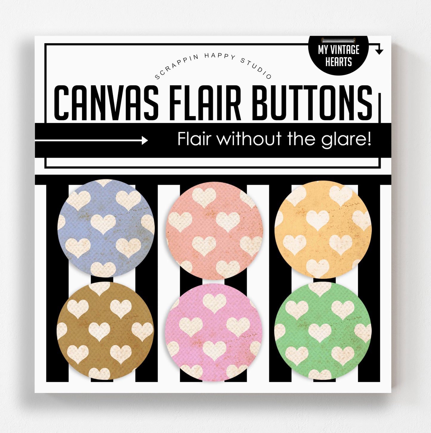 My Vintage Hearts Canvas Flair