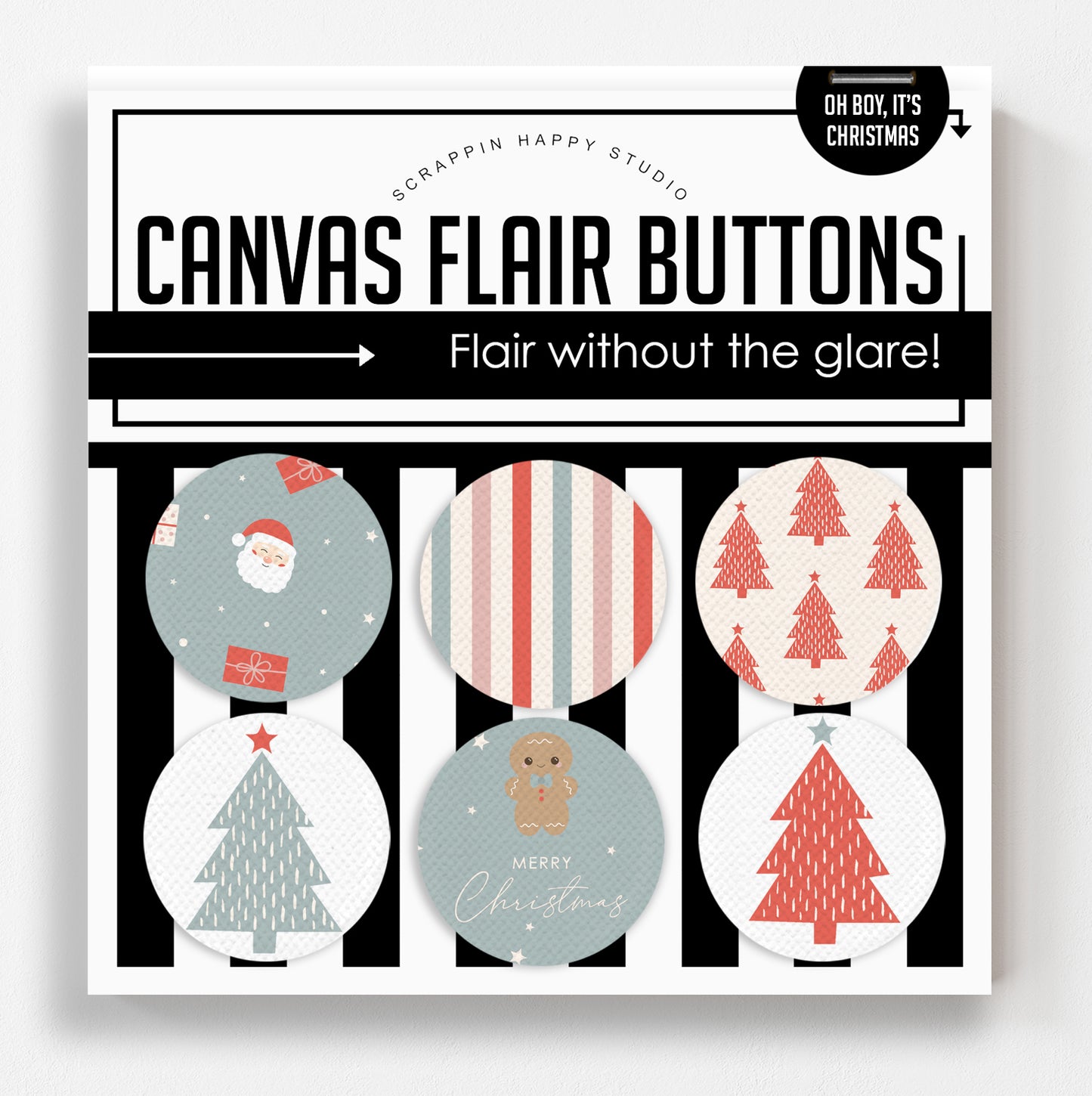 Oh Boy It's Christmas Canvas Flair Buttons