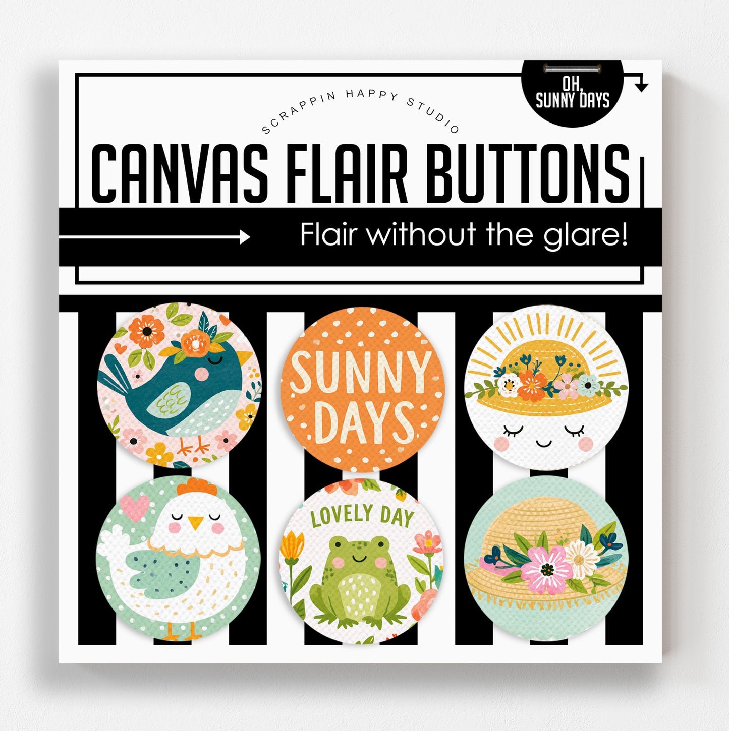 Oh, Sunny Day's Canvas Flair Buttons