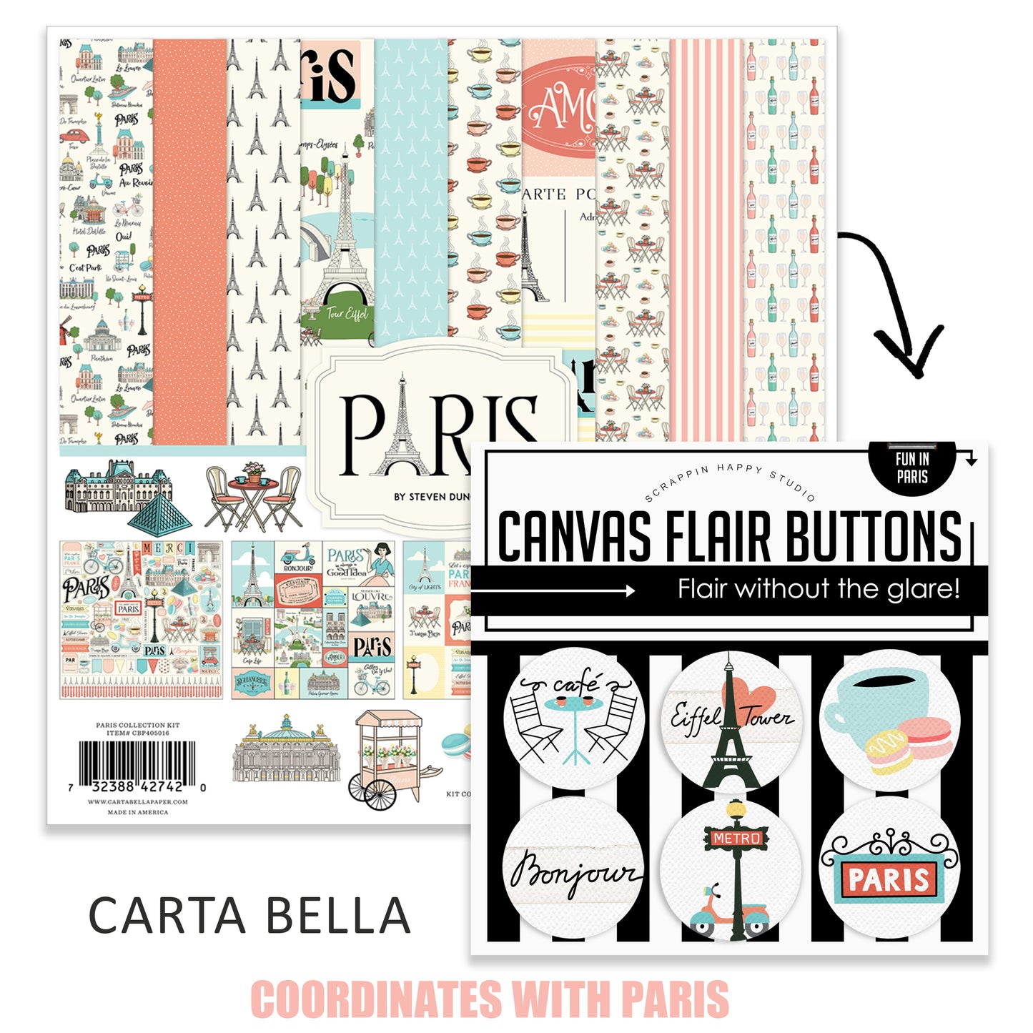 Fun In Paris Canvas Flair Buttons