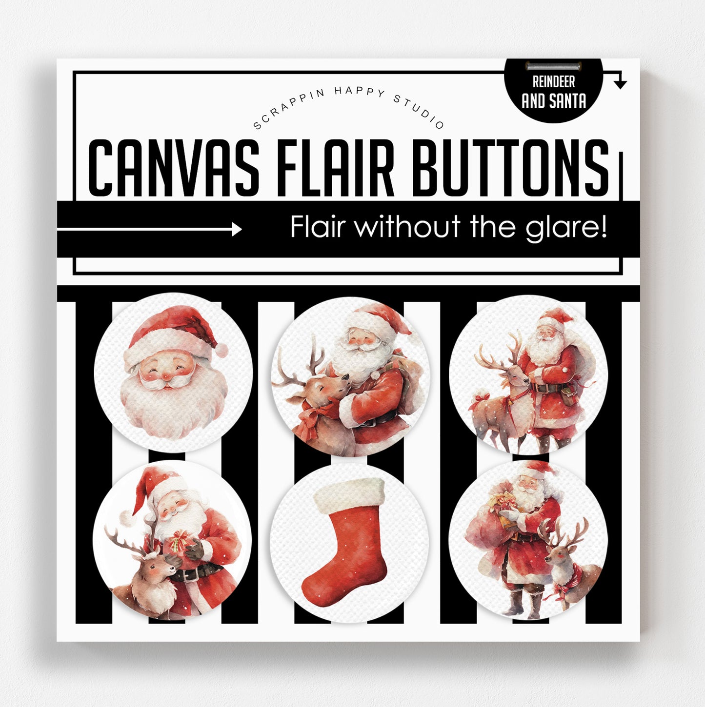 Reindeer And Santa Canvas Flair