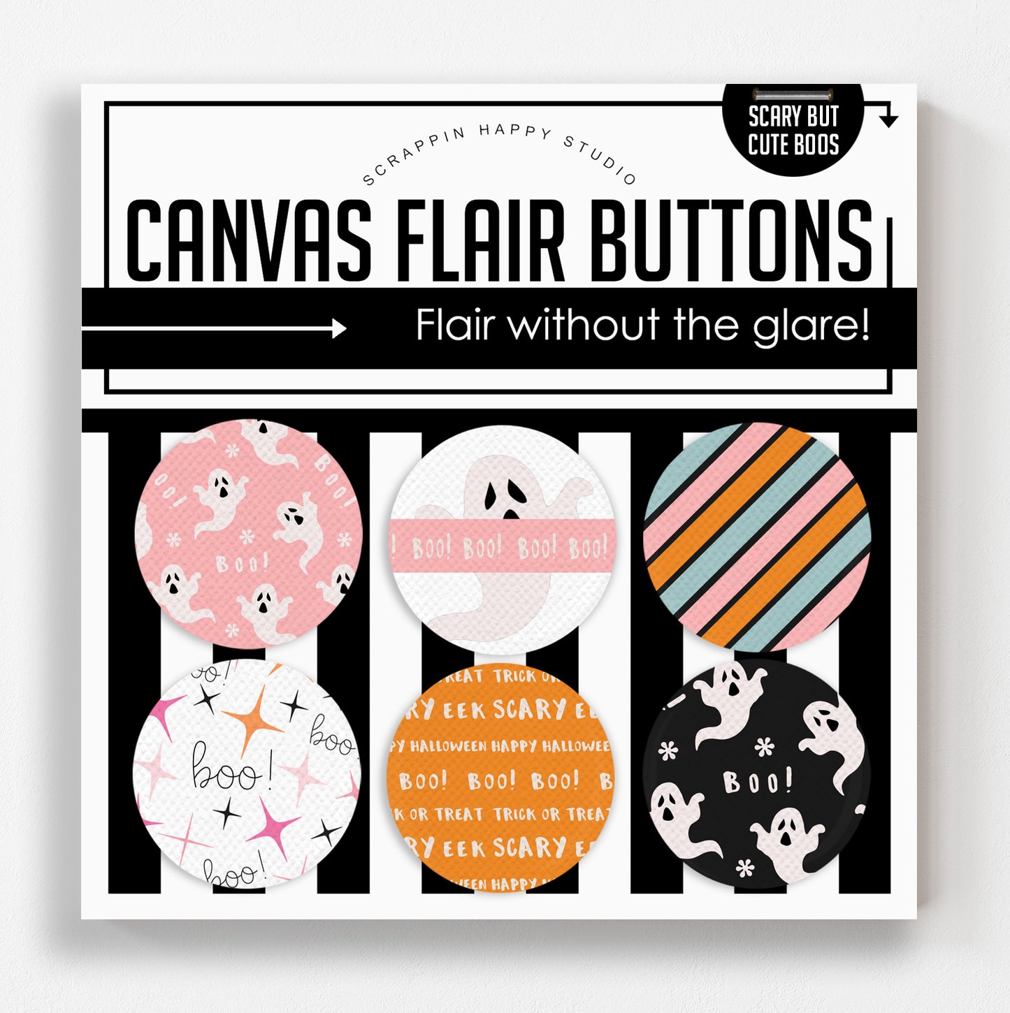 Scary But Cute Boos Canvas Flair