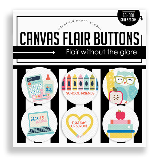 School Glue Season Canvas Flair Buttons