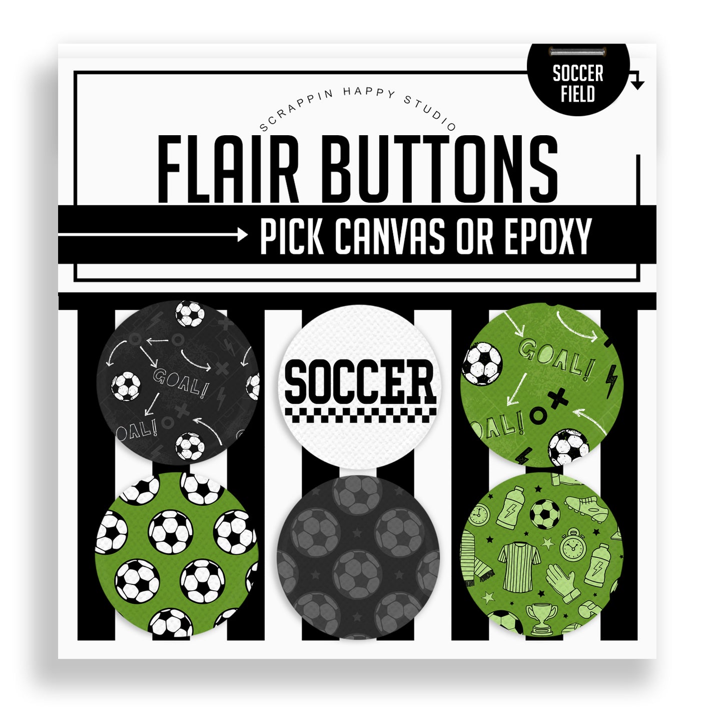 Soccer Field Flair Buttons