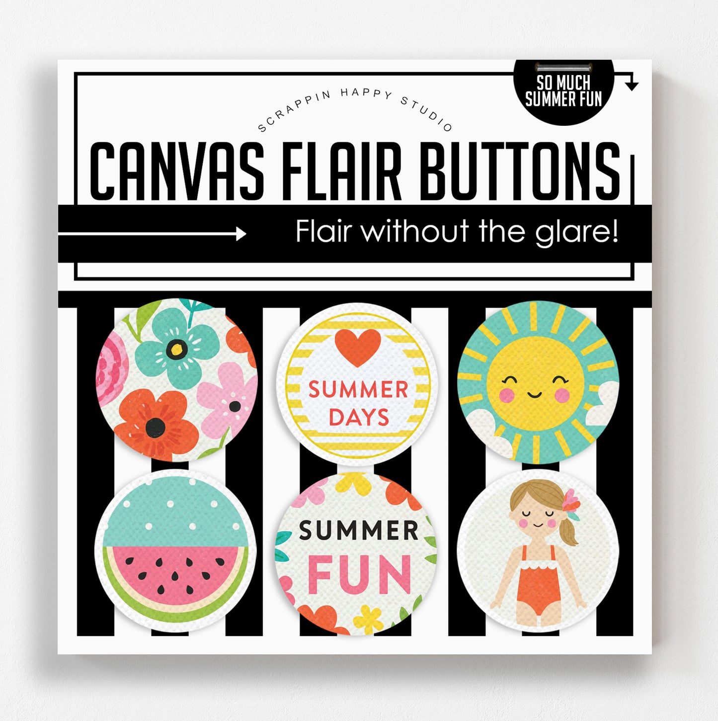 So Much Summer Fun Canvas Flair Buttons