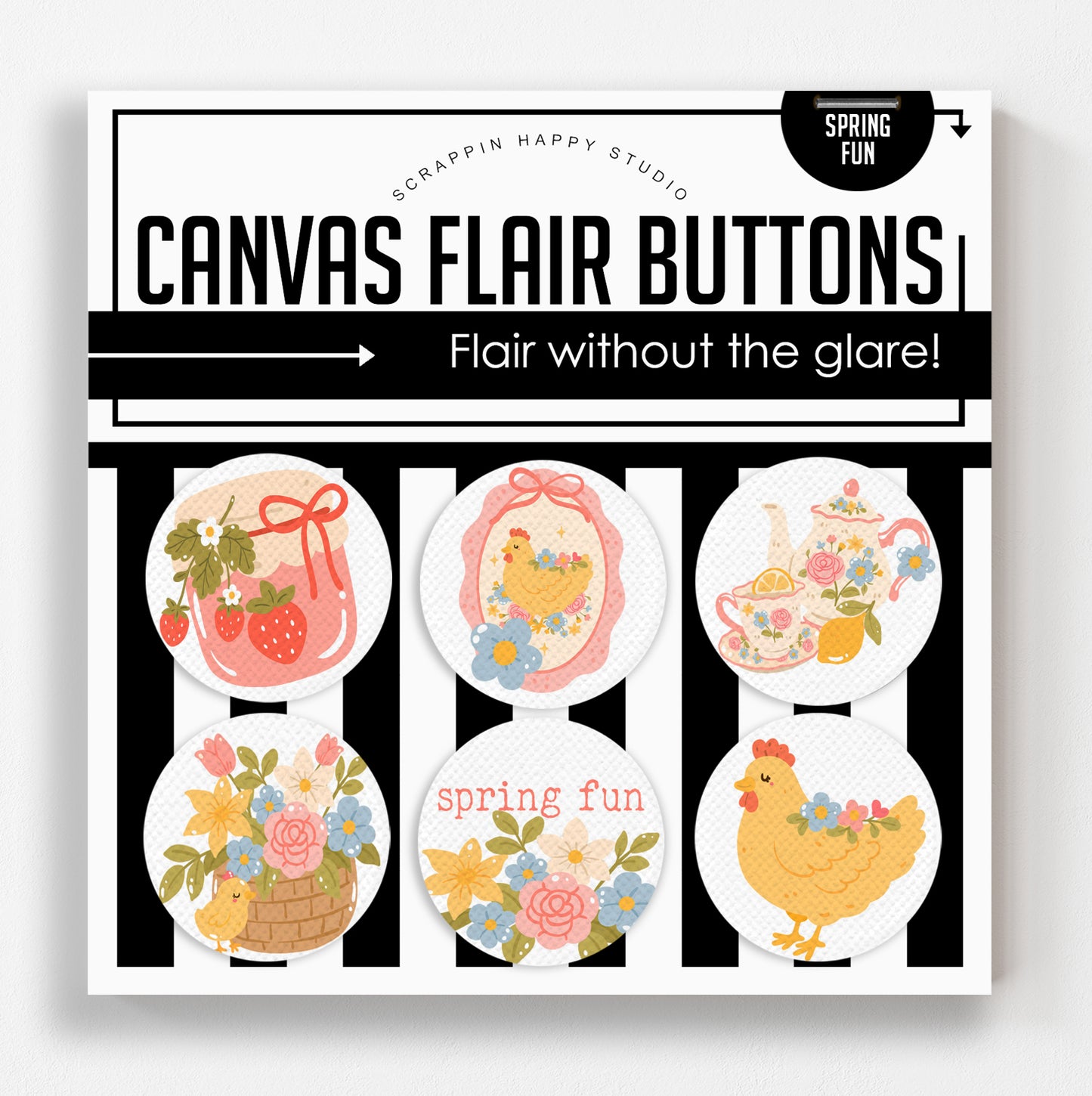 Spring Fun Canvas Flair Buttons