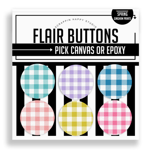 Spring Gingham Prints Flair Buttons