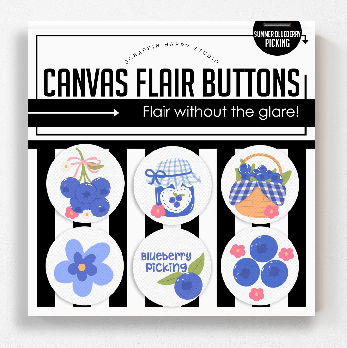 Summer Blueberry Picking Flair Buttons