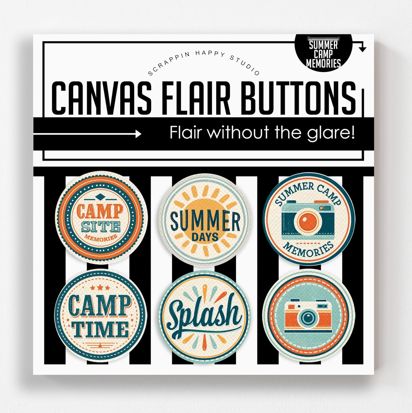 Summer Camp Memories Canvas Flair Buttons