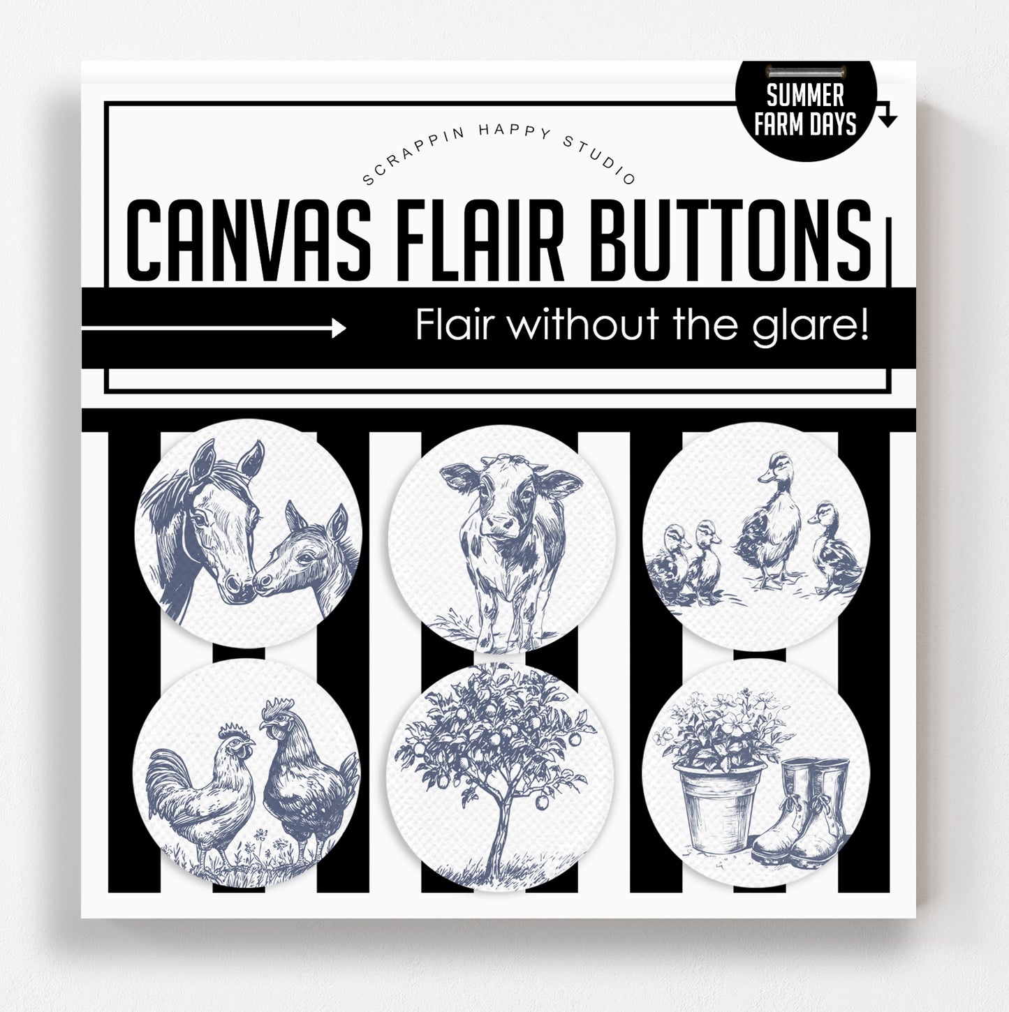 Summer Farm Days Flair Buttons