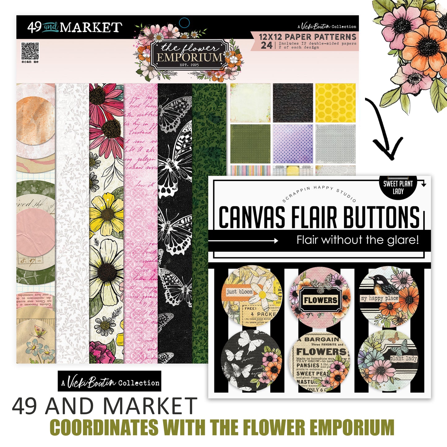 Sweet Plant Lady Canvas Flair Buttons