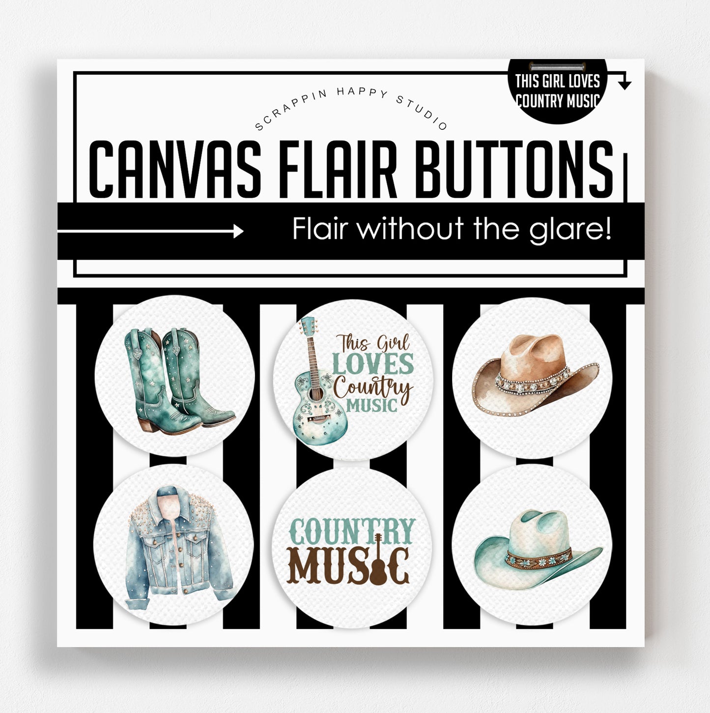 This Girl Loves Country Music Canvas Flair