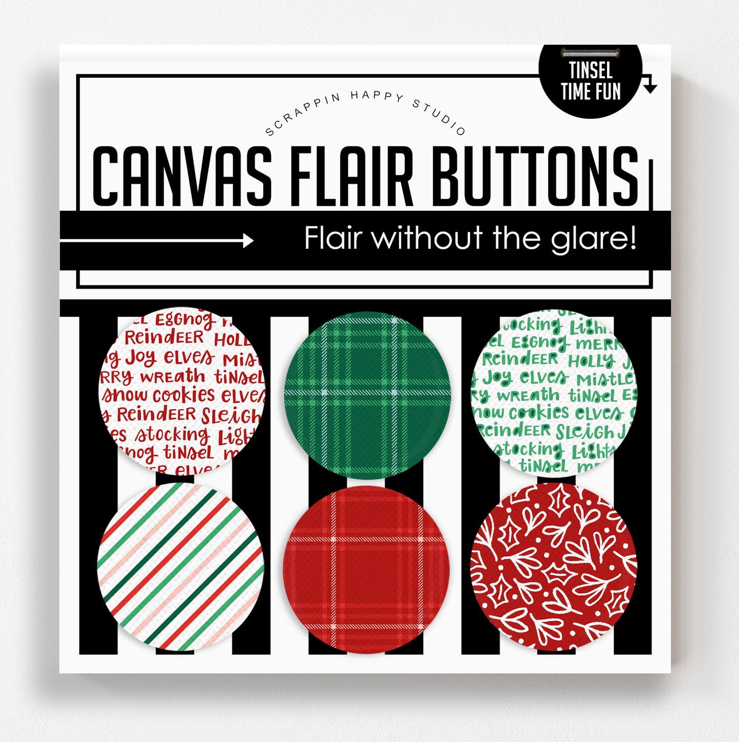 Tinsel Time Fun Flair Buttons