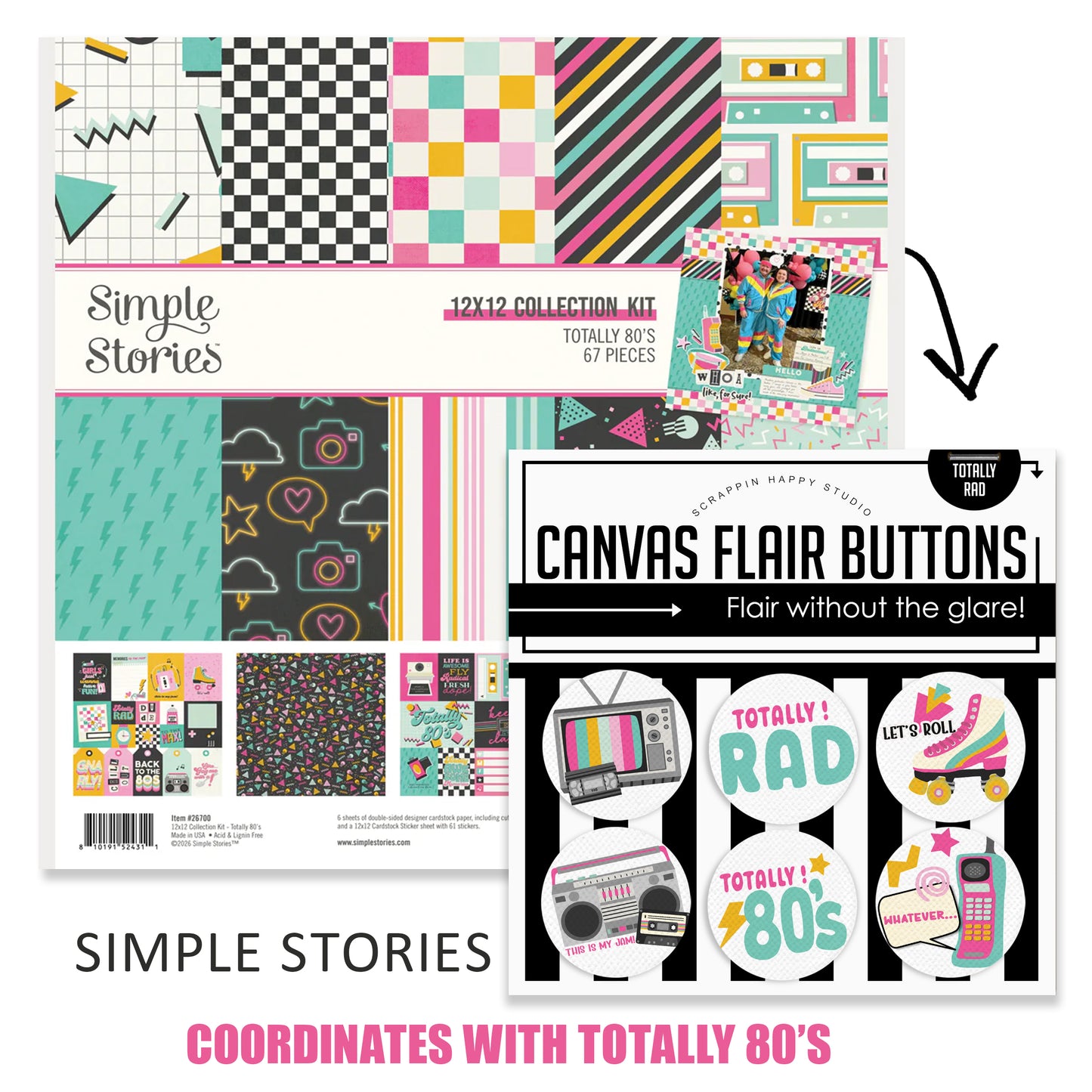 Totally 80s Canvas Flair Buttons