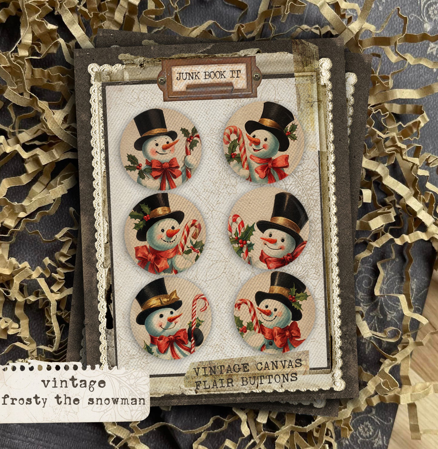 Vintage Frosty The Snowman Flair Buttons