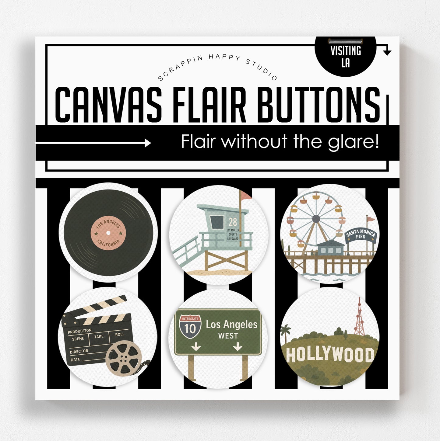 Visiting LA Canvas Flair Buttons