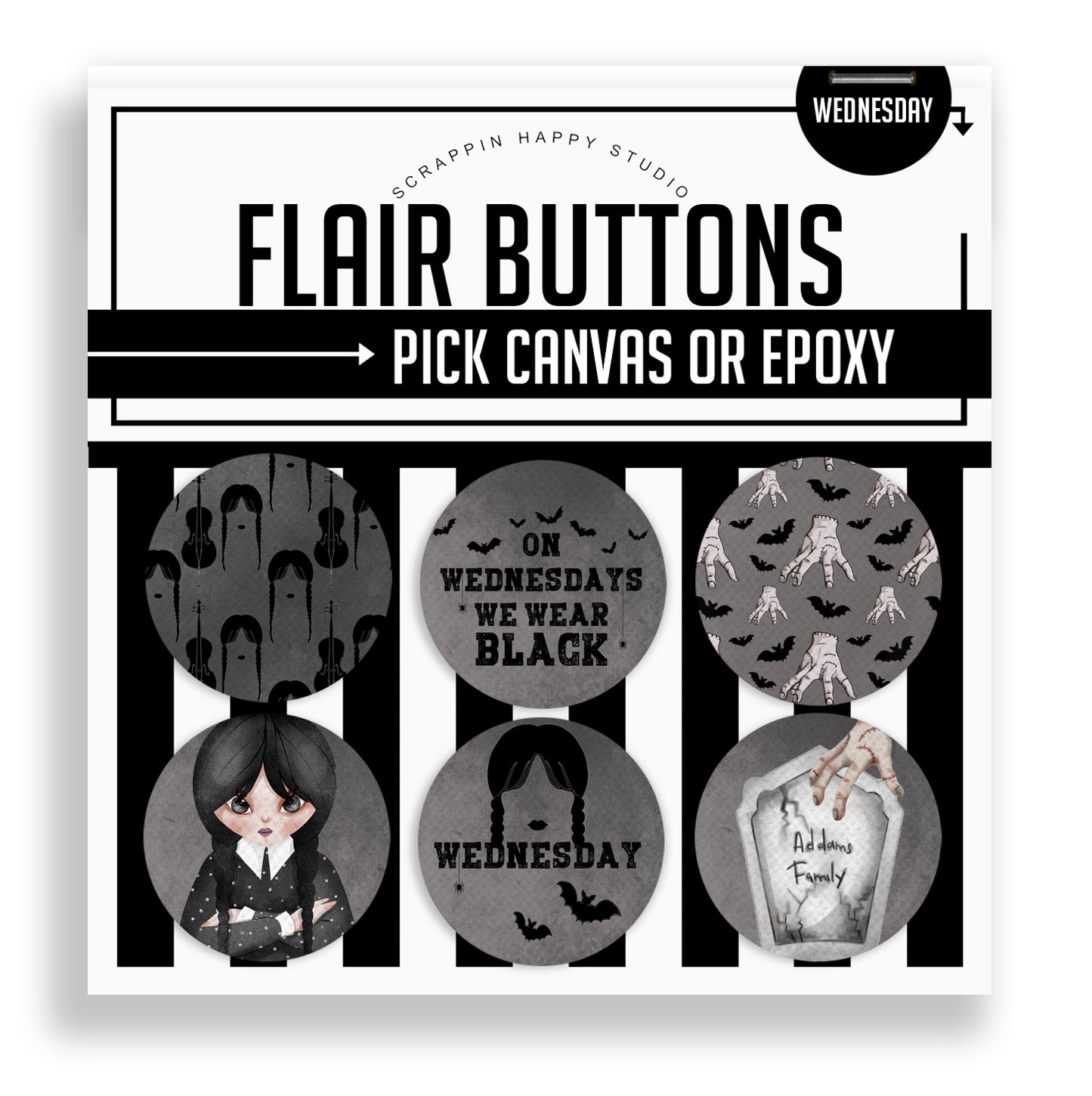 Wednesday Flair Buttons
