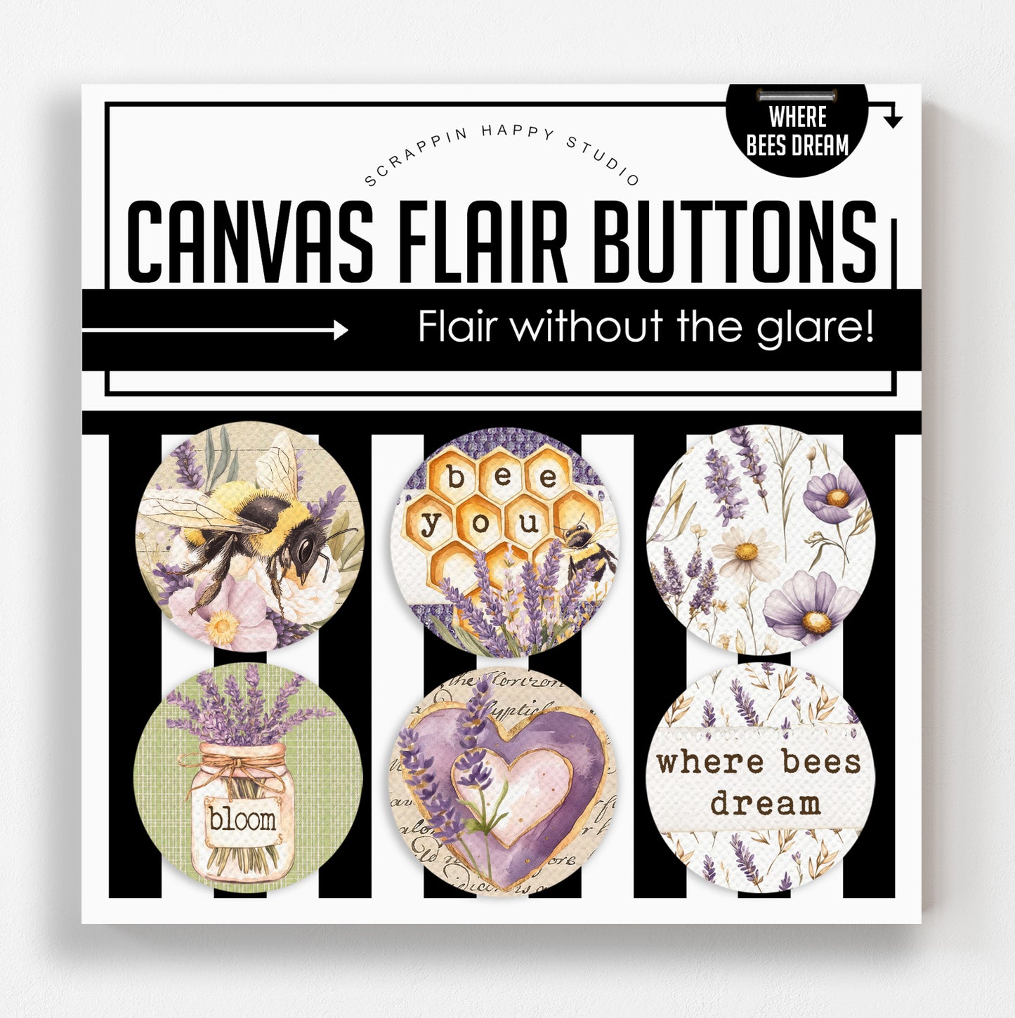Where Bees Dream Canvas Flair Buttons