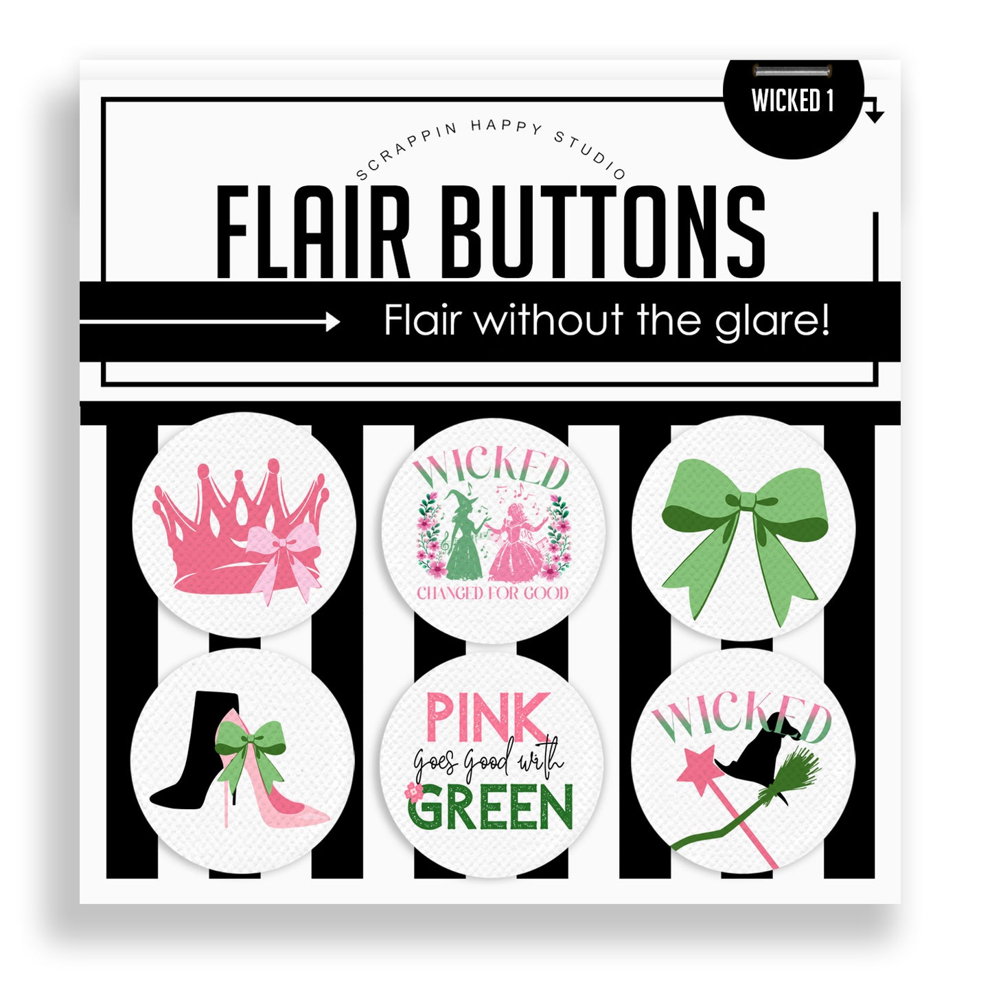 Wicked Set 1 Canvas Flair Buttons