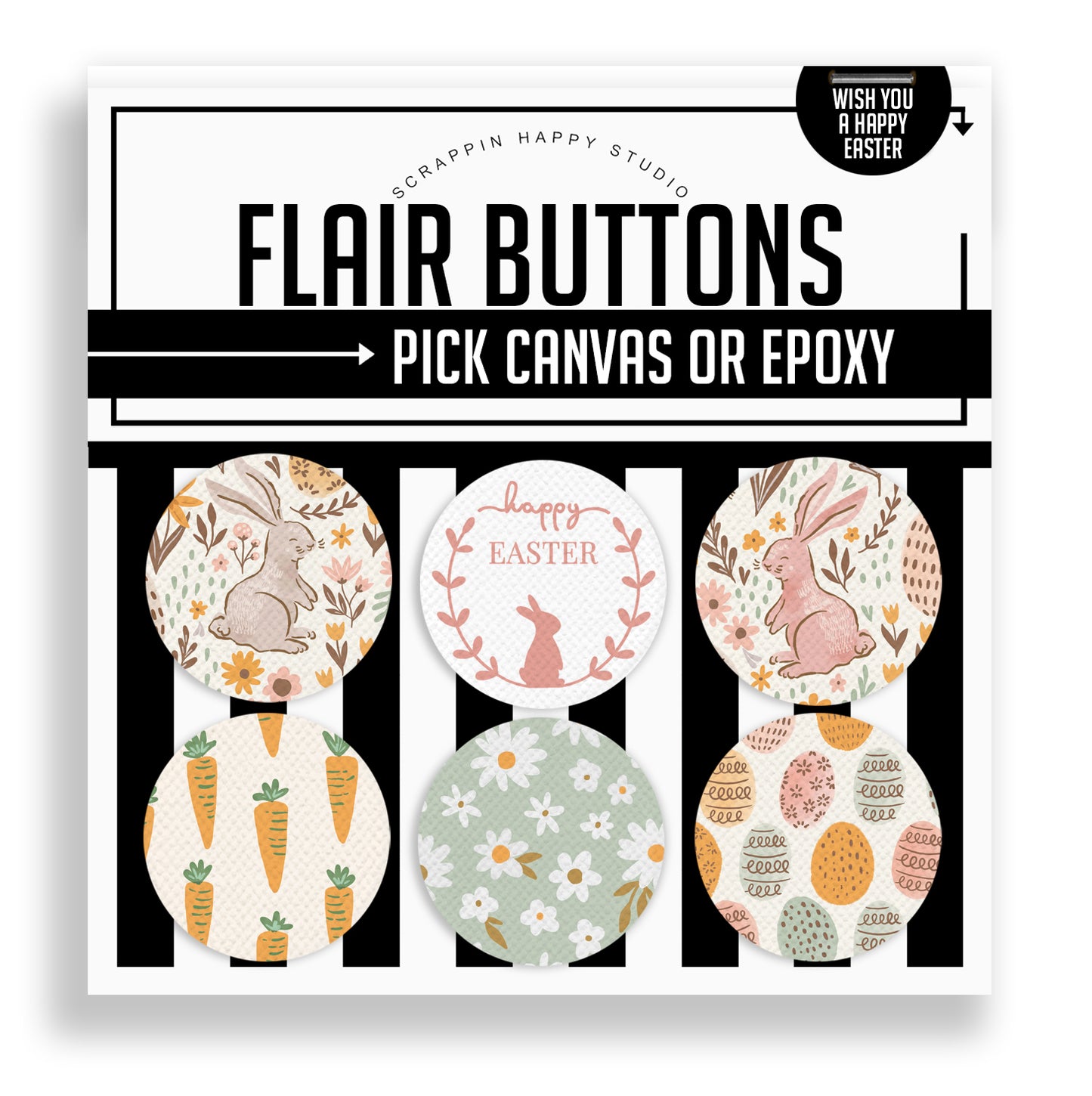 Wish You A Happy Easter Flair Buttons