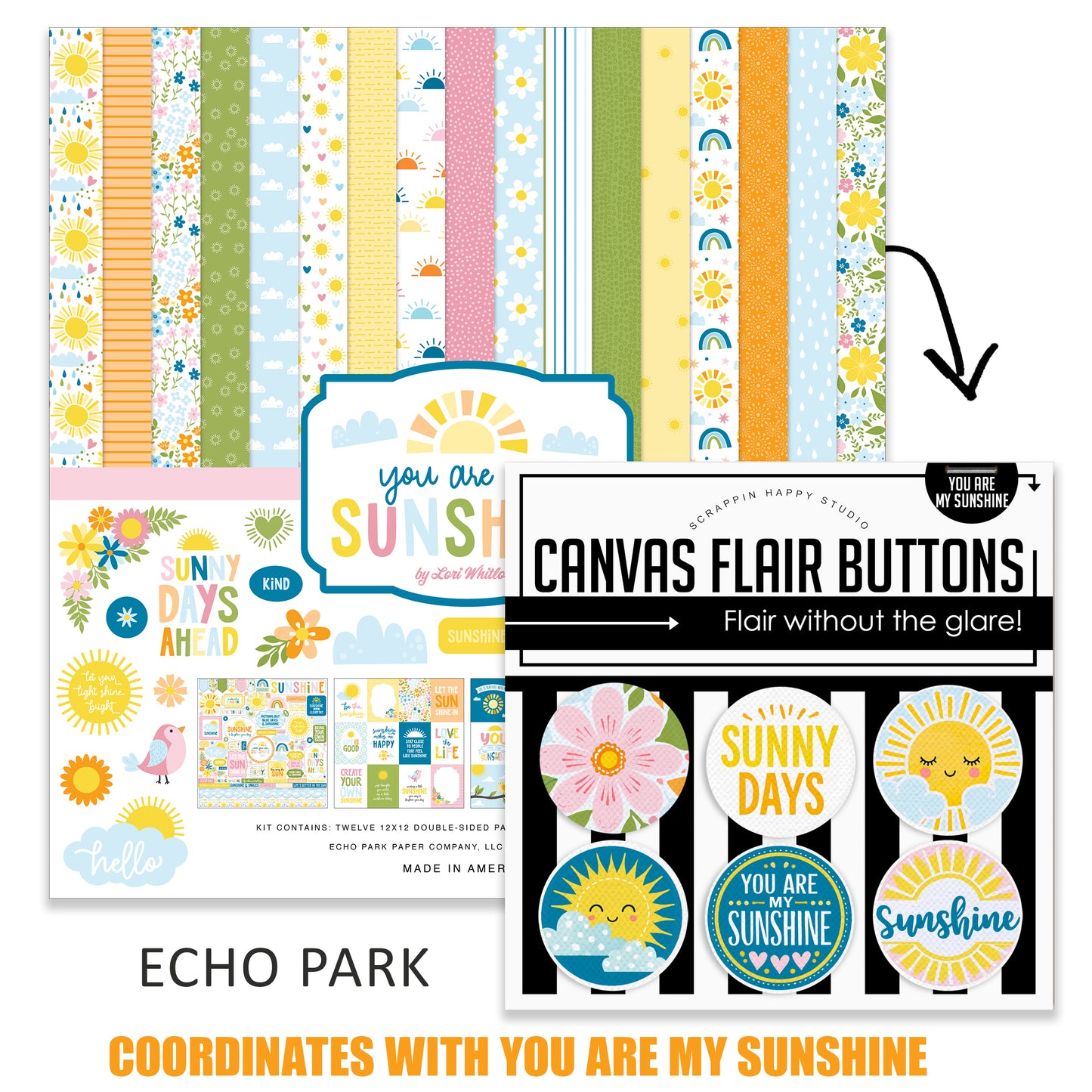 You Are My Sunshine Canvas Flair Buttons
