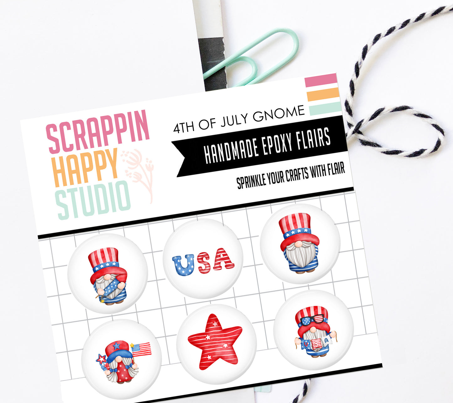 4th of July Gnomes Epoxy Flair
