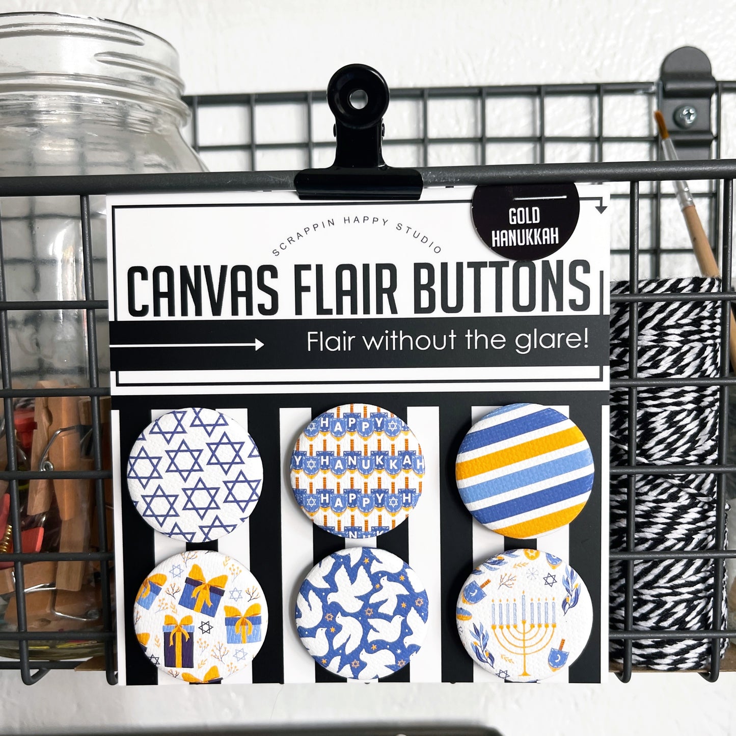 Gold Hanukkiah Canvas Flair