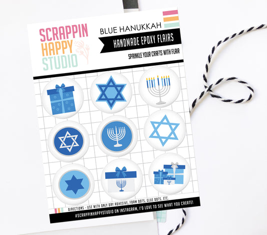 Blue Hanukkiah Epoxy Flair