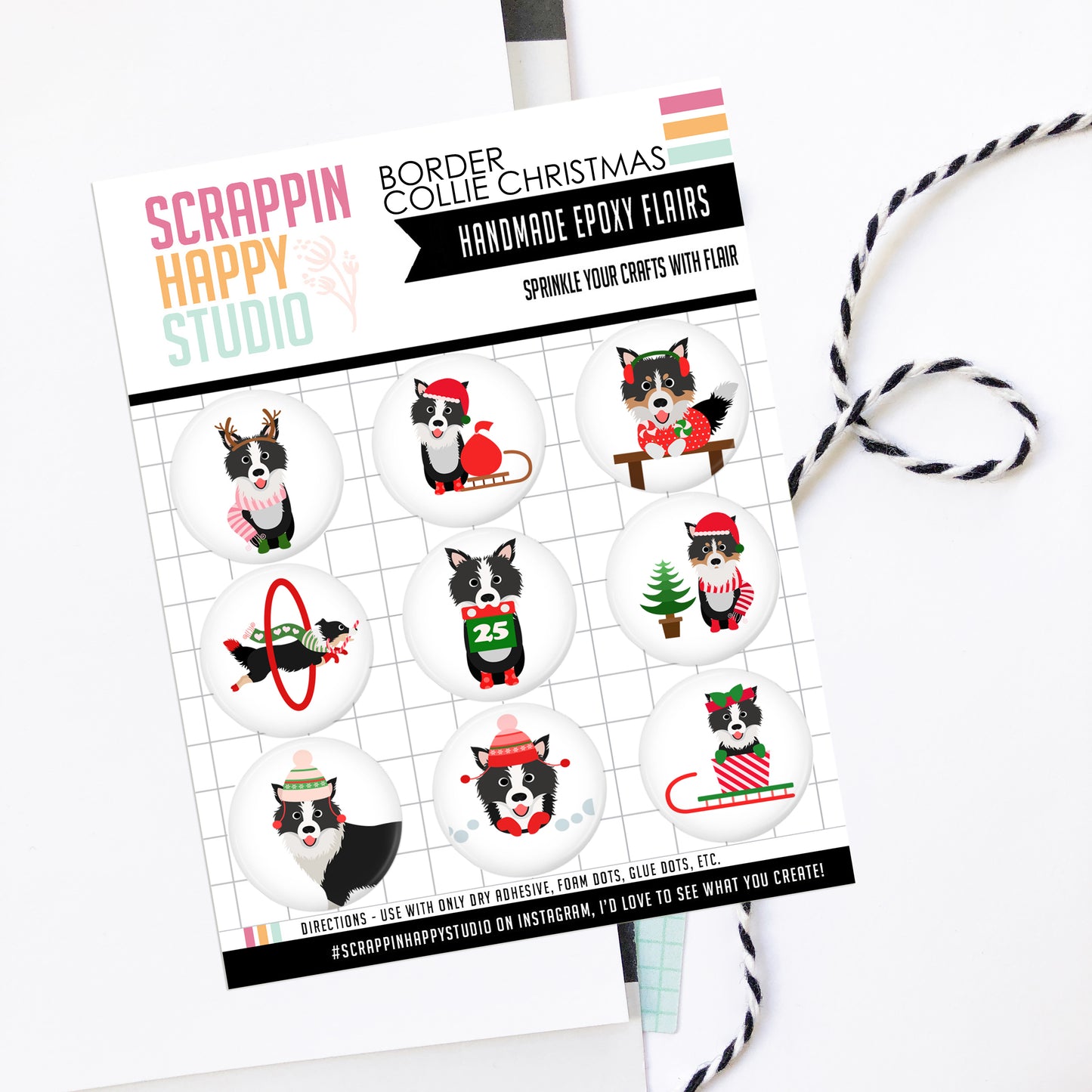 Border Collie Christmas Epoxy Flair