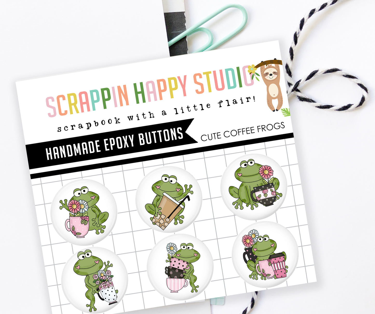 Cute Coffee Frogs Epoxy Flair