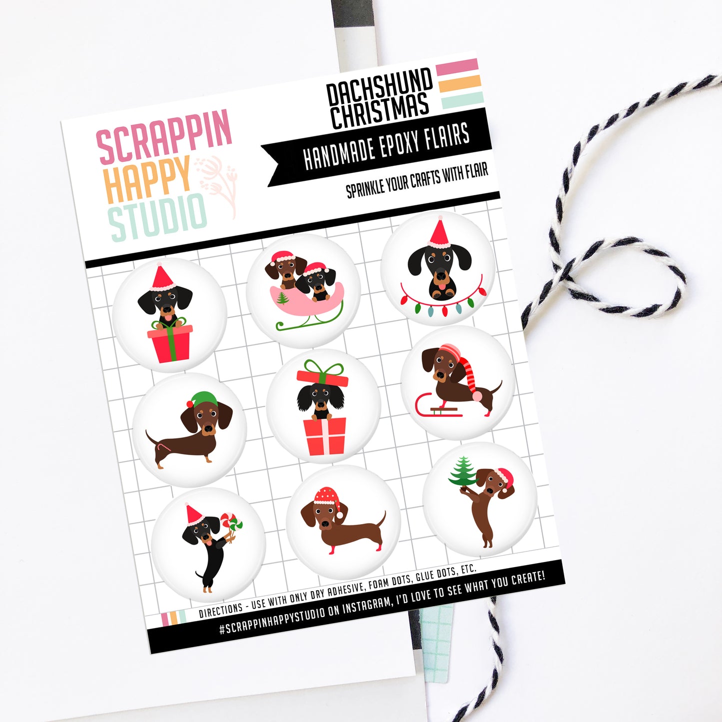 Dachshund Christmas Epoxy Flair
