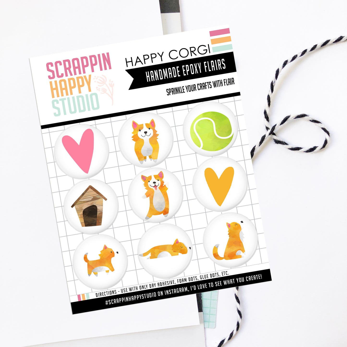 Happy Corgi Epoxy Flair