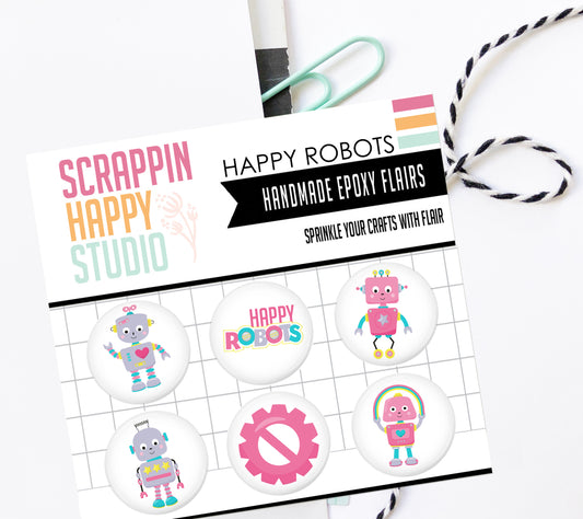 Happy Robots Epoxy Flair