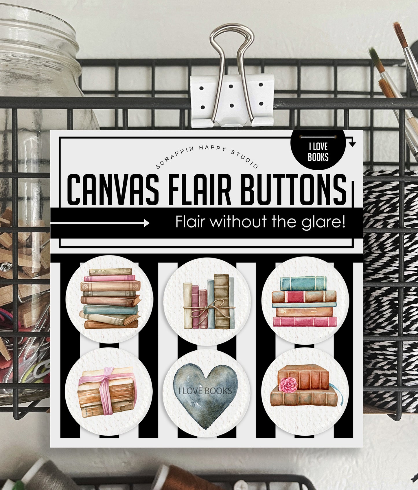 I Love Books Canvas Flair