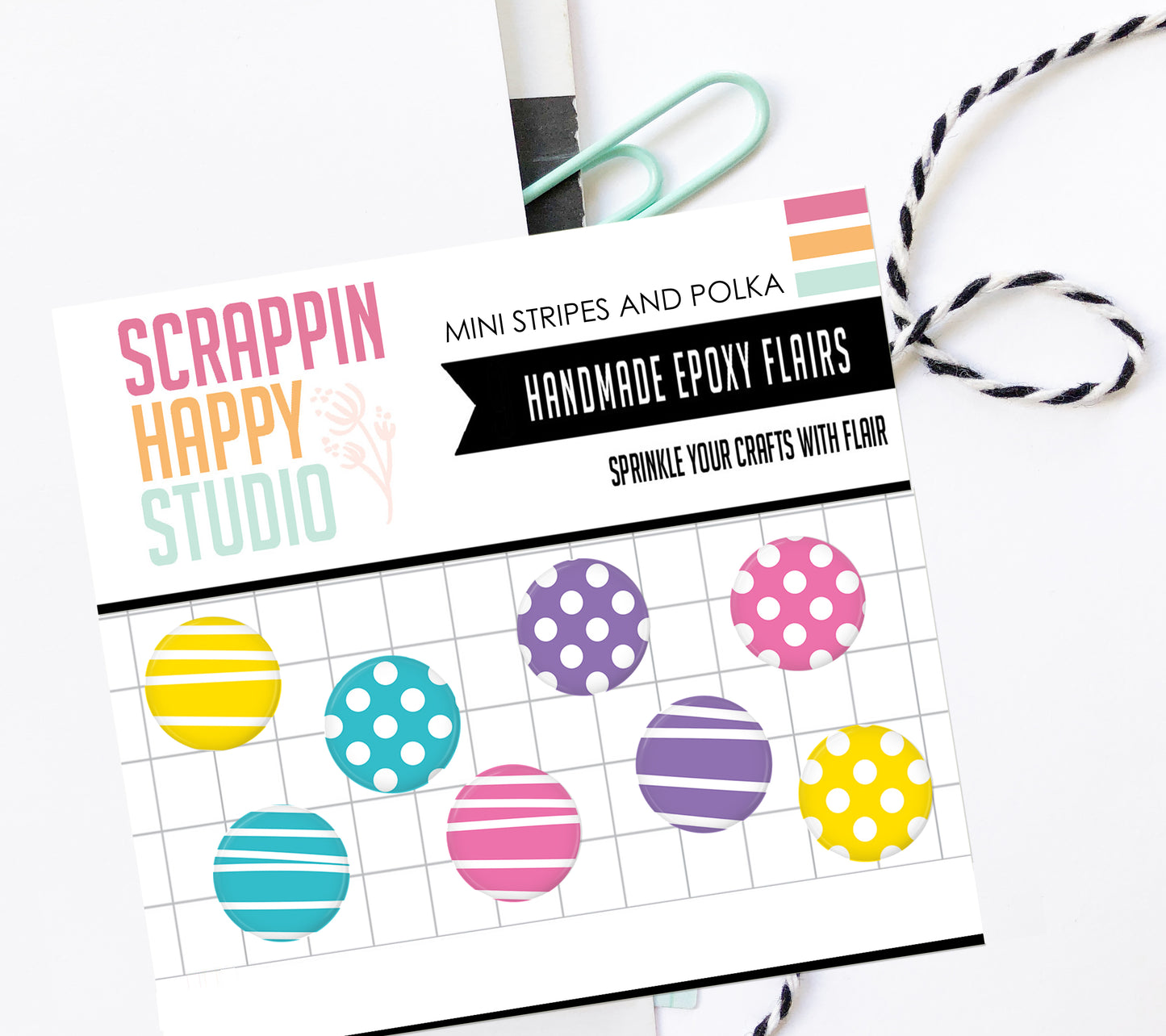 Mini Stripes And Polka Epoxy Flair
